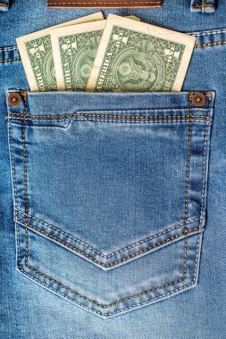 Kot pantolon cebinde closeup Doları banknot.