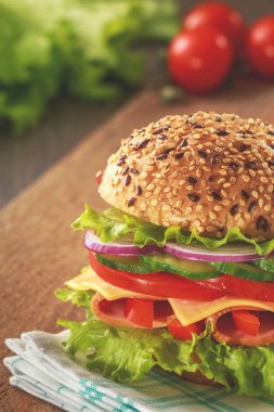 jambon, peynir ve salam lezzetli sandviç 