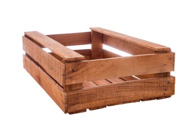 beyaz arkaplanda izole ahşap kutu.