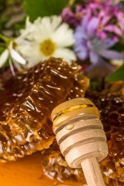 ahşap bir masa üzerinde doğal organik bal