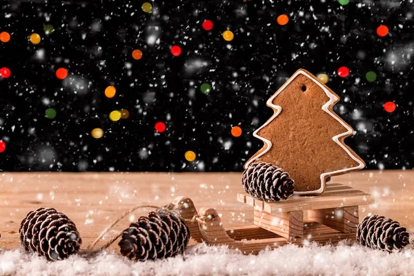 圣诞作文姜饼和雪橇 — 图库照片