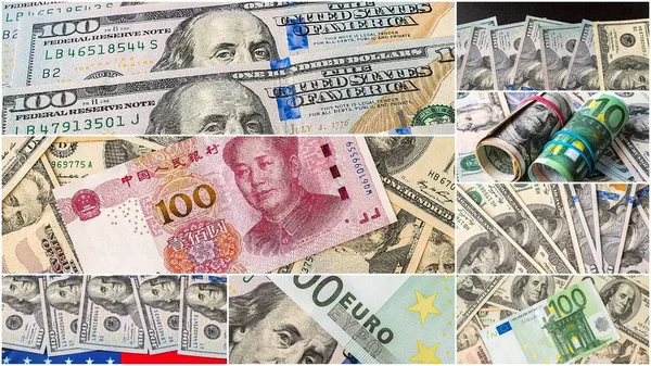 Συλλογή των μικτών χαρτονόμισμα, δολαρίου και ευρώ. — Φωτογραφία Αρχείου