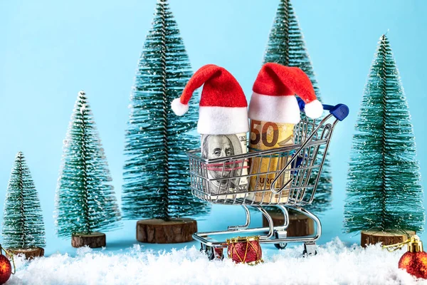 Christmas money gift with Santa Claus hat