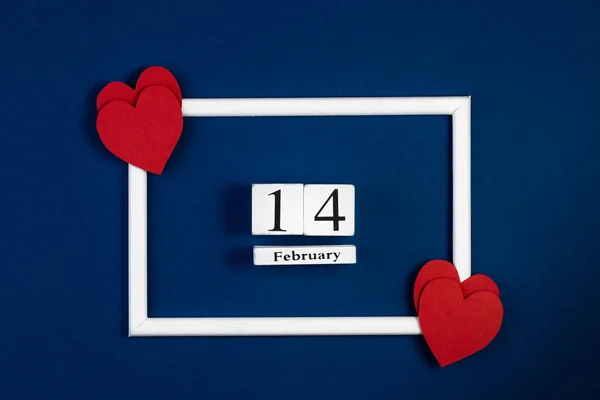 Creative Valentine Day romantic composition with photo frame — Stock Photo, Image