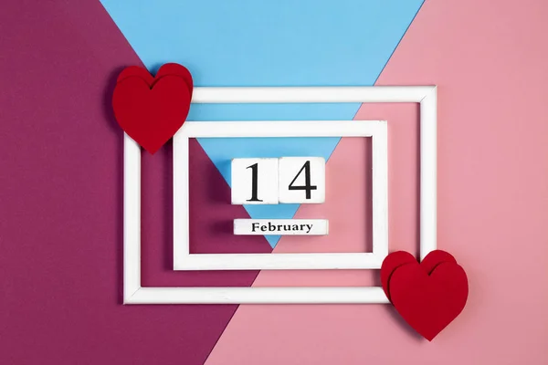 Valentine Day composition with photo frame. Valentines day card — Stock Photo, Image