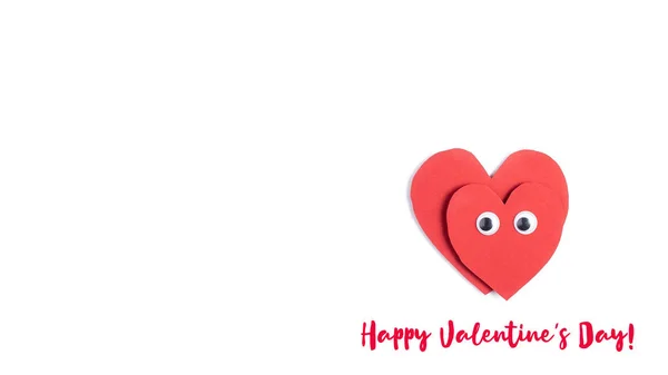 Happy Valentine's day greetings. red paper heart on white background — Stock Photo, Image