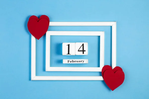 Valentine Day composition with photo frame. Valentines day card. — Stock Photo, Image