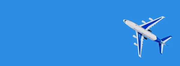 Модель Самолета Самолет Голубом Пастельном Фоне Плоский Уголок Миниатюрного Игрушечного — стоковое фото