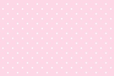 Polka noktasız desen. Pembe arka planda beyaz noktalar. Ekose, masa örtüsü, kıyafet, gömlek, elbise, kağıt, yatak, yorgan ve diğer tekstil ürünleri için.