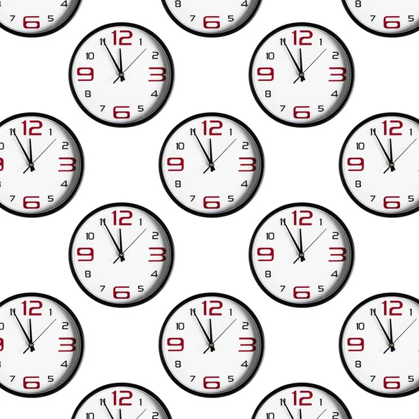 Sømløst mønster med klokker på hvit bakgrunn – stockfoto