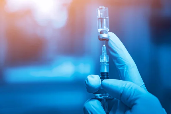 Vakcina Covid Injekciós Üveg Adag Influenza Oltás Gyógyszer Fecskendő Koncepció — Stock Fotó