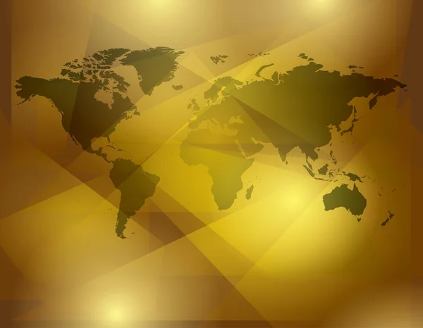 Gold abstract background with map of world - vector — Stock Vector