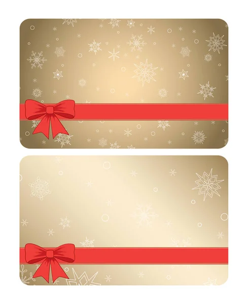 礼品卡的雪片和弓-矢量背景 — 图库矢量图片