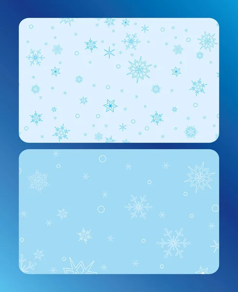 Tarjetas de invierno con copos de nieve - vector azul y blanco — Vector de stock