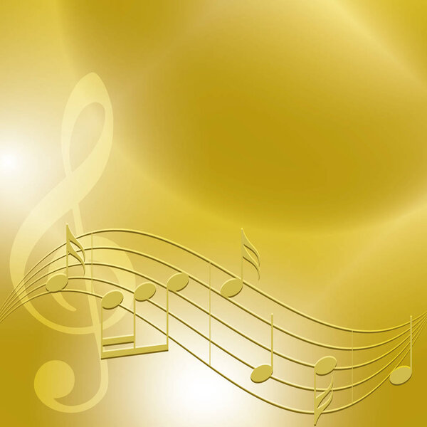golden music background with notes - vector