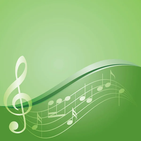 Yeşil vektör arka plan - eğri müzik notlar 