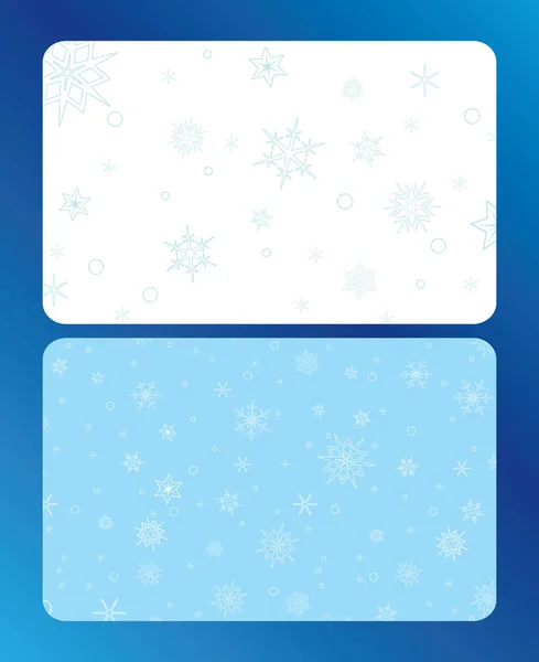 Tarjetas vectoriales con copos de nieve - azul y blanco — Vector de stock