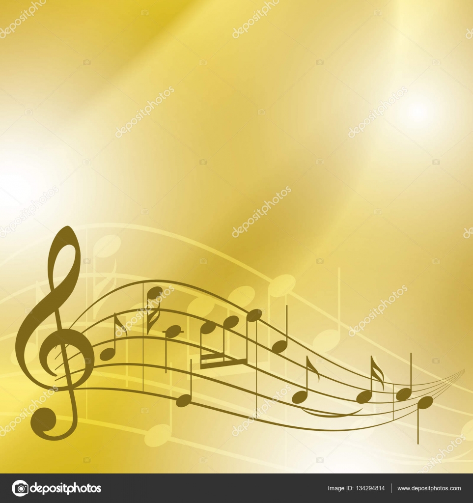 Light yellow music background with notes vector Stock Vector Image by