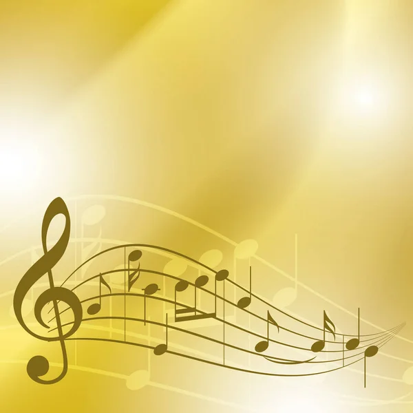 Light yellow music background with notes - vector — Stock Vector