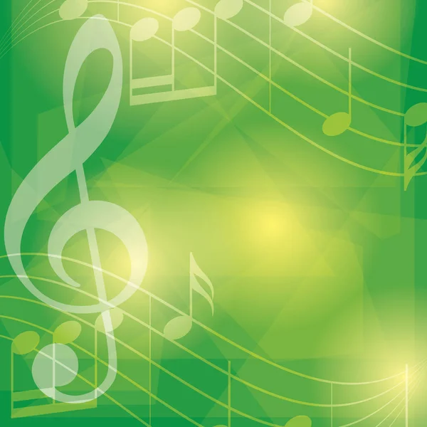 Abstracte groene muziek achtergrond met notes - vector — Stockvector