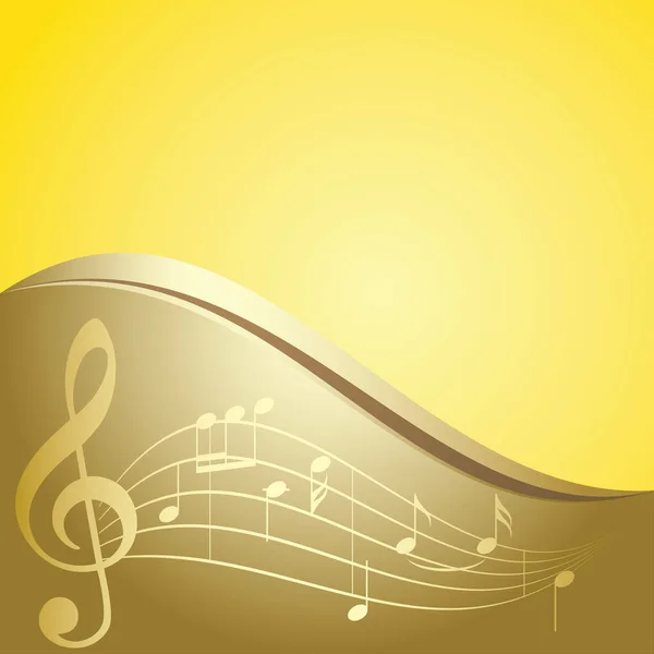 Golden vector background - curved music notes — Stock Vector