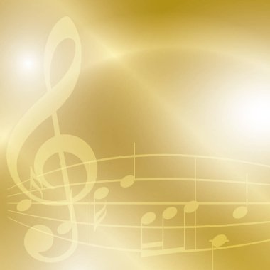Altın müzik arka plan notları ve ışıklar - vektör