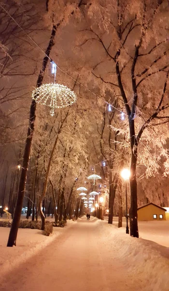 Decorações em Kharkiv no inverno - janeiro 2017 Ucrânia — Fotografia de Stock