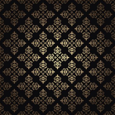 siyah zemin üzerine altın vintage vektör desen