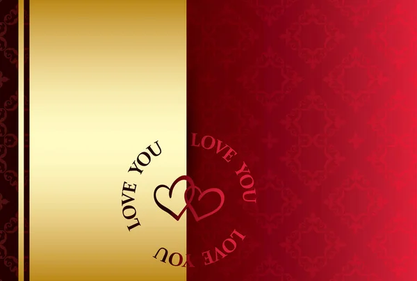 黄金と赤の背景の装飾 - あなたを愛して - ベクトル — ストックベクタ
