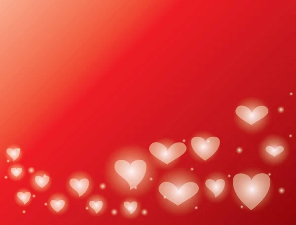 Κόκκινο φόντο με λαμπερό καρδιές - διάνυσμα ημέρα του Αγίου Βαλεντίνου — Διανυσματικό Αρχείο