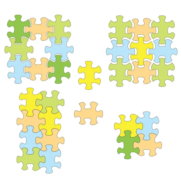 Puzzles coloridos como infográfico - conjunto vetorial de elementos —  Vetores de Stock