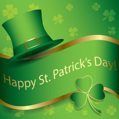 Yeşil vektör arka plan şapka ve yonca - mutlu st patrick d