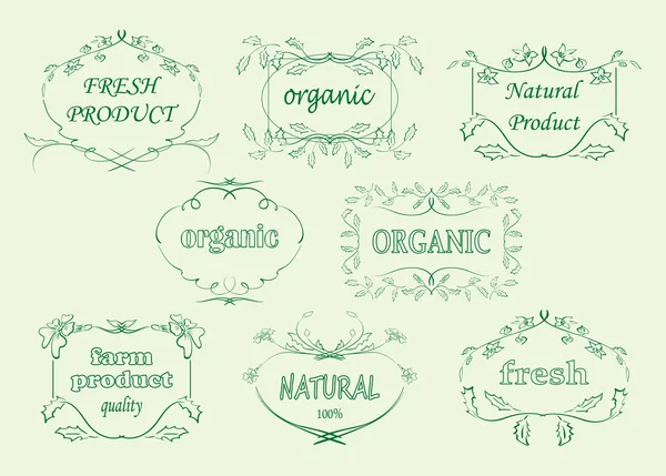 Etiquetas florales para productos ecológicos - vector — Vector de stock