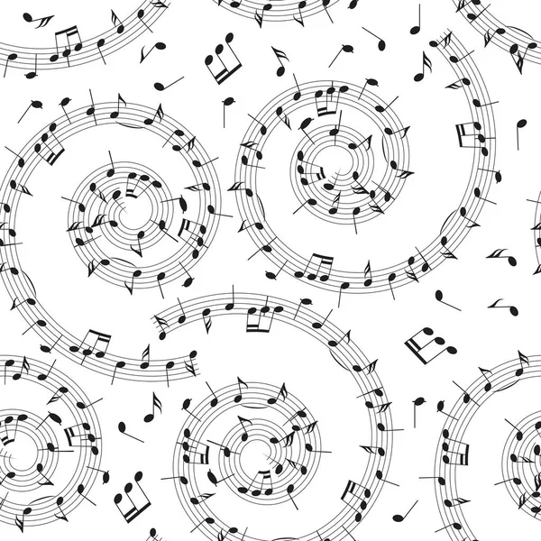 Безшовний візерунок з музичними нотами векторний фон зі спірою — стоковий вектор