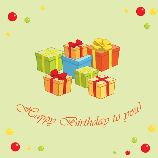 Luz verde vector fondo con regalos - Feliz cumpleaños a usted — Vector de stock
