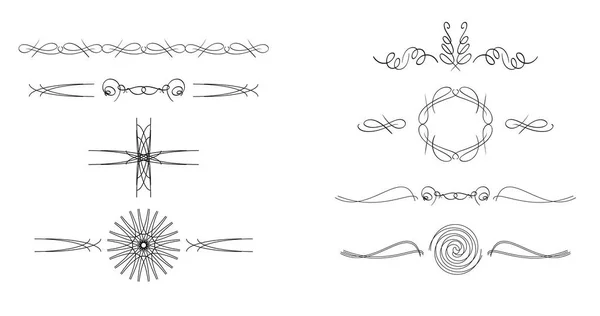 Черный каллиграфический делитель - векторный набор — стоковый вектор