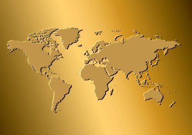 altın arka plan ile dünya - vektör şablon Haritası