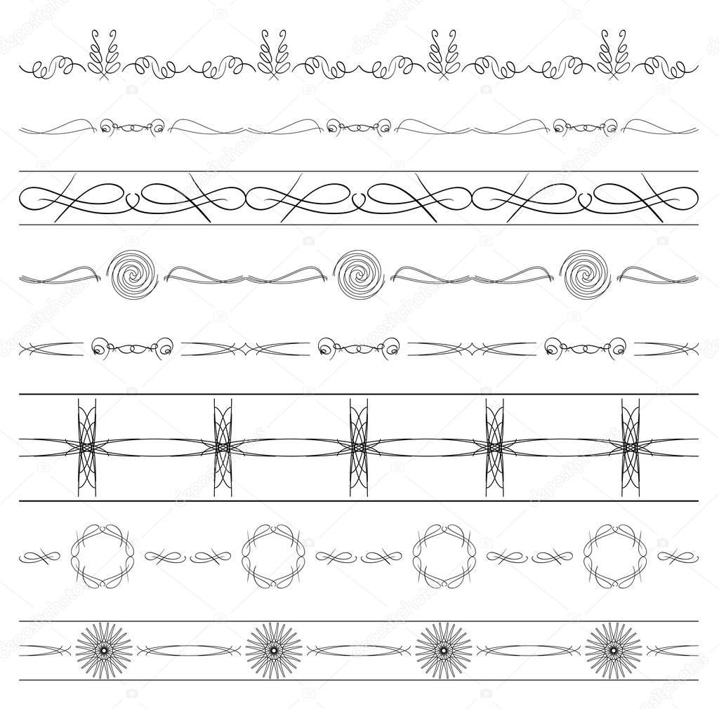 calligraphic dividers - vector set of borders