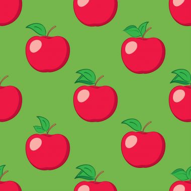 Kırmızı elma - vektör desen ile sorunsuz arka planı yeşil