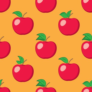 Turuncu sorunsuz arka plan kırmızı elma - vektör desen ile