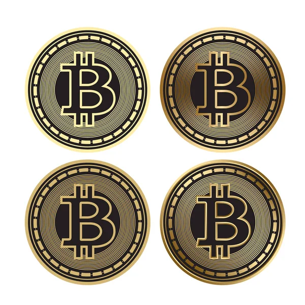 Zlatý bitcoin - vektorové sada kryptoměn — Stockový vektor