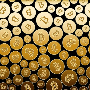 Altın bitcoins - altın vektör degrade arka plan
