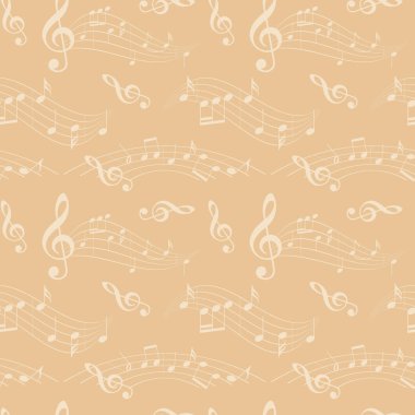 Müzik notları - vektör arka plan ile bej seamless modeli