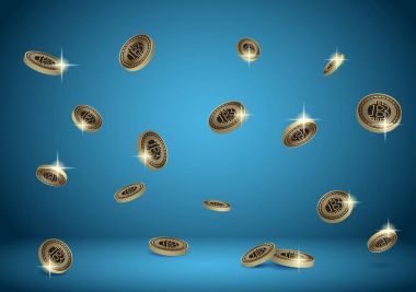 Mavi vektör arka plan ile bitcoins
