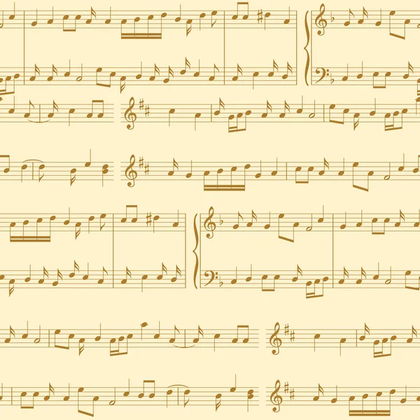 音符とシームレスなパターン ベクトル背景 - 黄色 — ストックベクタ