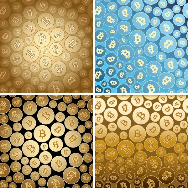 Milieux lumineux avec Bitcoins - textures vectorielles — Image vectorielle