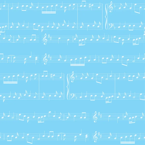 Fond vectoriel - motif sans couture bleu clair avec notes de musique — Image vectorielle