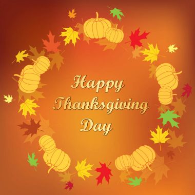 parlak turuncu arka plan ile çerçeve - vektör mutlu şükran günü