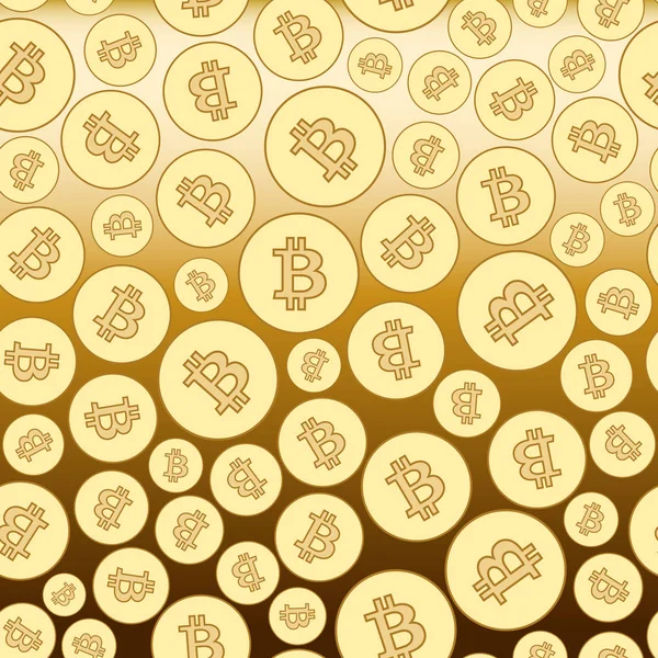 Fond doré brillant avec Bitcoins texture vectorielle — Image vectorielle