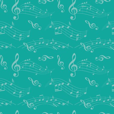 dalgalı müzik notları - vektör Akuamarin arka plan ile Seamless Modeli